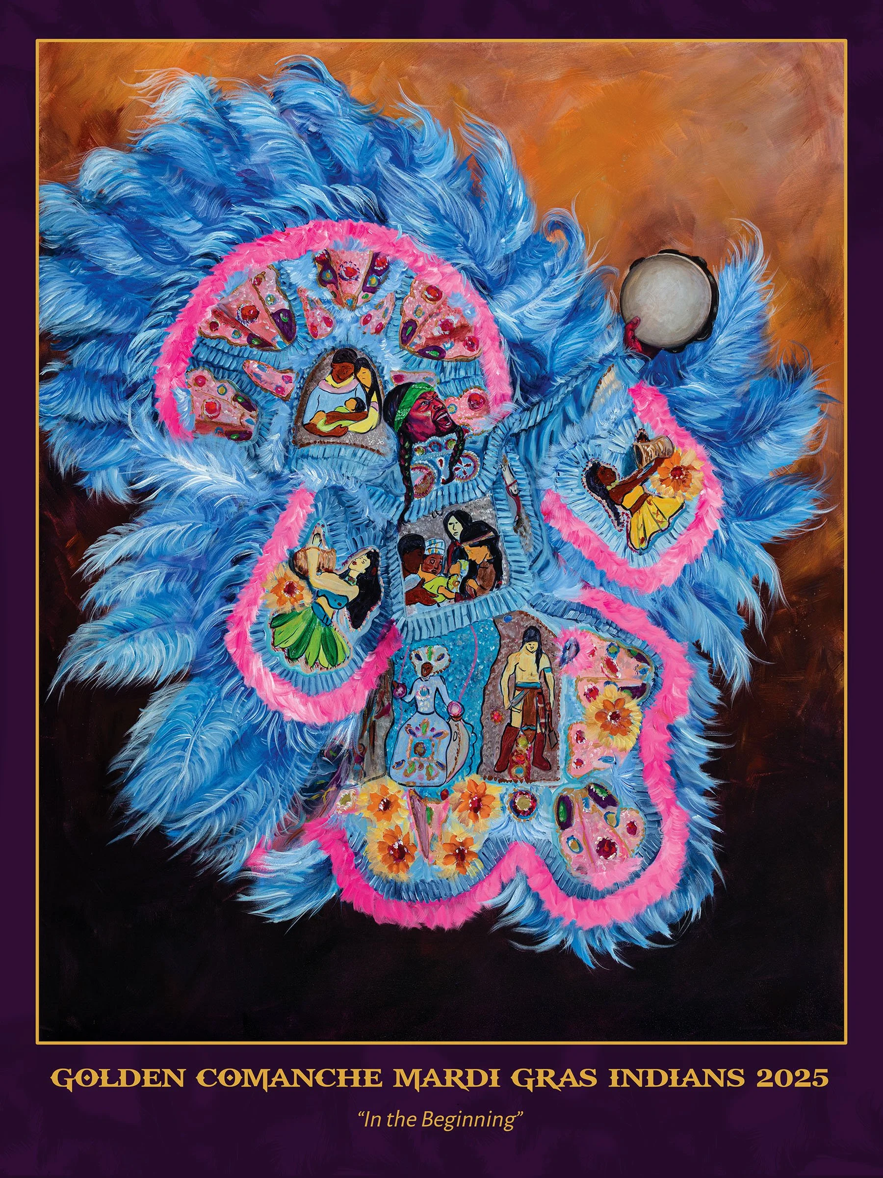 2025 Official Golden Comanche Mardi Gras Indians Poster by Lillian
